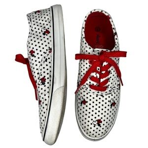 Disney Sneakers Minnie Mouse Polka Dot Canvas Sparkly Laces White Red Black 7